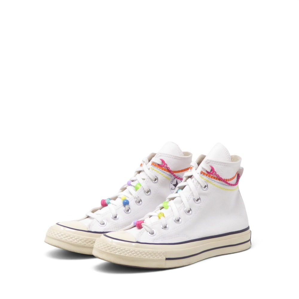 Converse High Top Chuck 70 Embroidered Bracelet Sneakers White Bead Chain 6